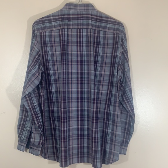 Alfani Slim Fit Purple, White, Gray & Navy Plaid Long Sleeve Button Down🥳HP🥳 - Picture 4 of 5